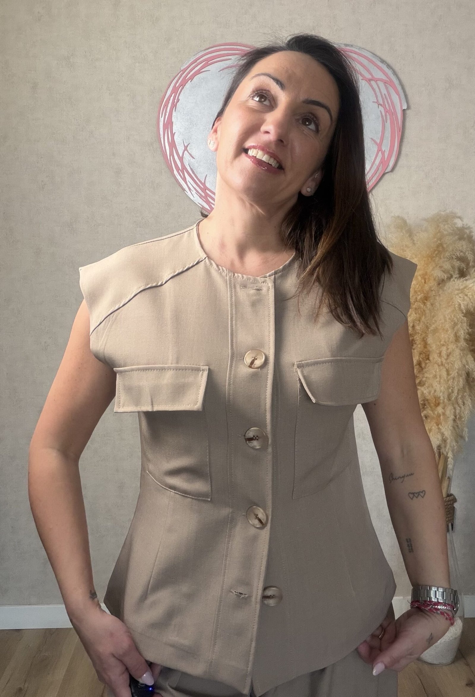 CHALECO BOTONES CAMEL