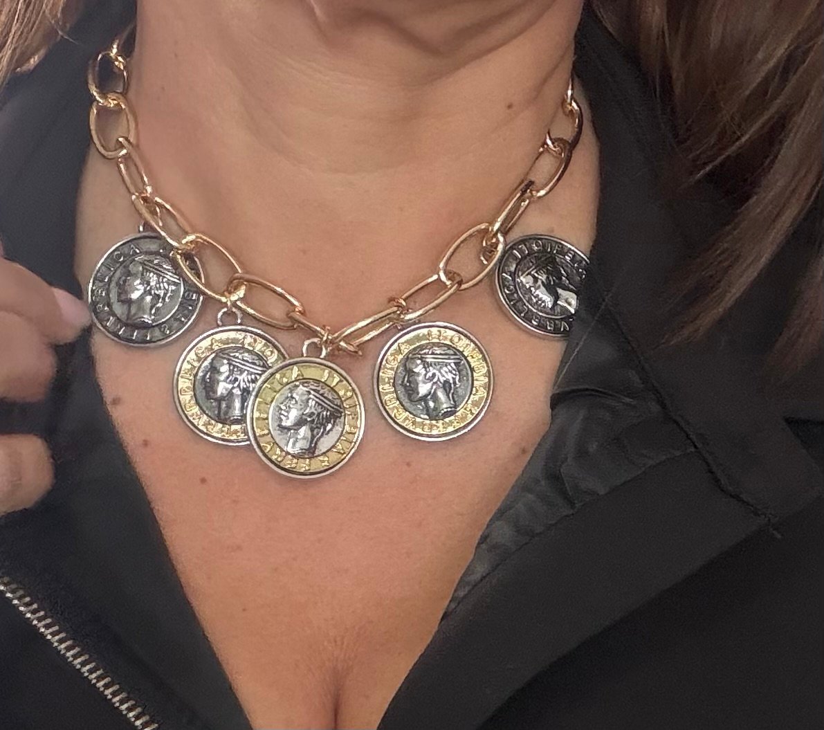 GARGANTILLA MONEDA ORO/PLATA