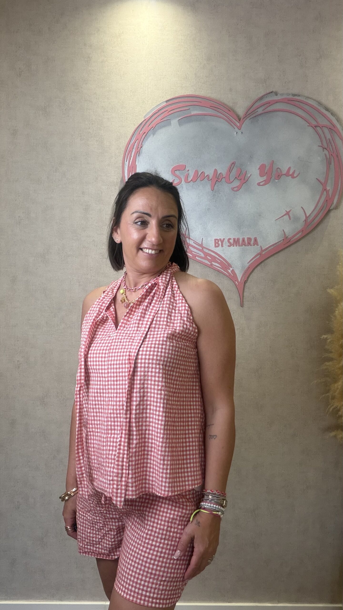 CONJUNTO TOP Y PANTALON CORTO VICHY ROJO